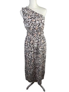 Rails Selani One-Shoulder Maxi Dress Russet Floral Pockets Size Small